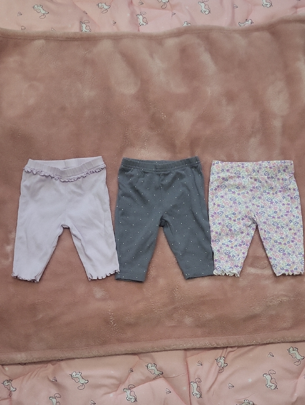 3-Pack Girls' Stretch Knit Leggings - Lavender, Blue & Floral